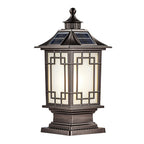Die-Cast Aluminum Pillar Light, Lantern Shade With 3-Step LED