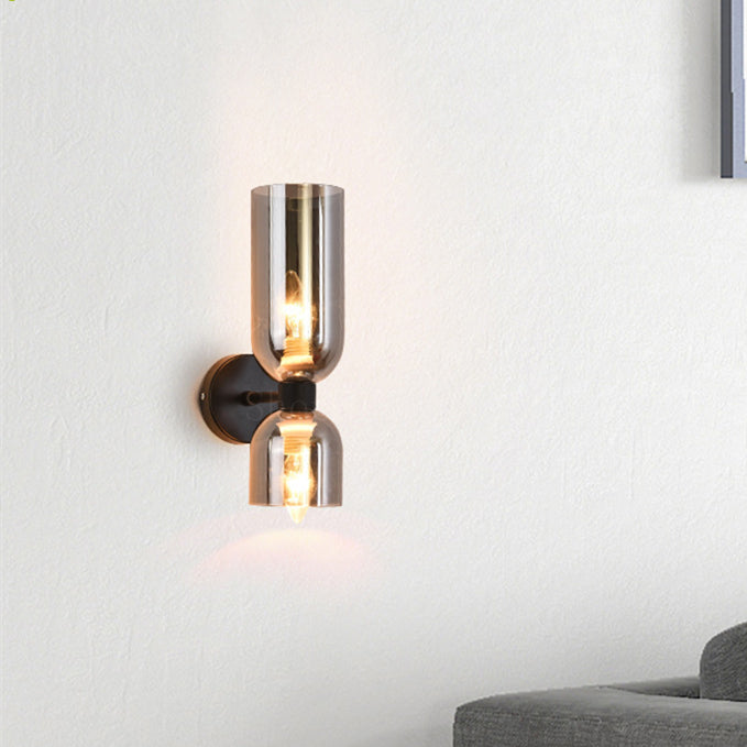 Wall Sconce Light, Valentina Cylindrical Glass Shade, Blue Gray or White