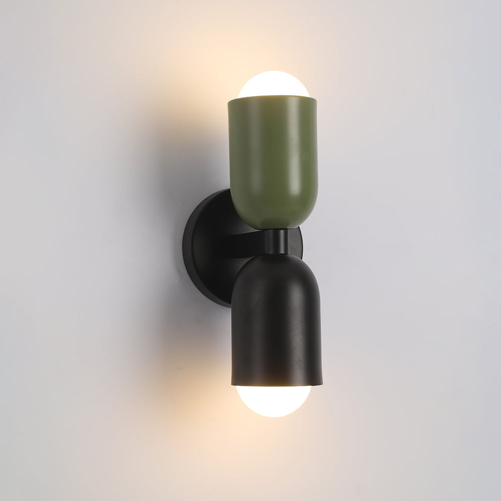 Double-Headed Wall Light, Colorful Painted Metal Shades, E26 LED Included