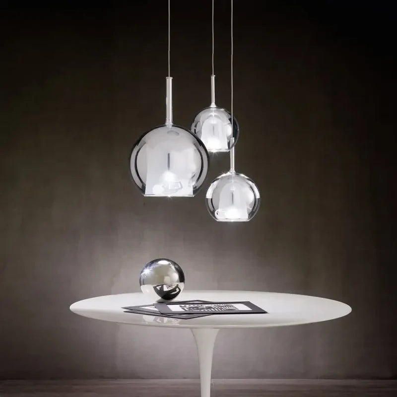 Glass Globe Pendant Light With G9 Base, Amber, Smoke Gray or Clear, 3 Sizes