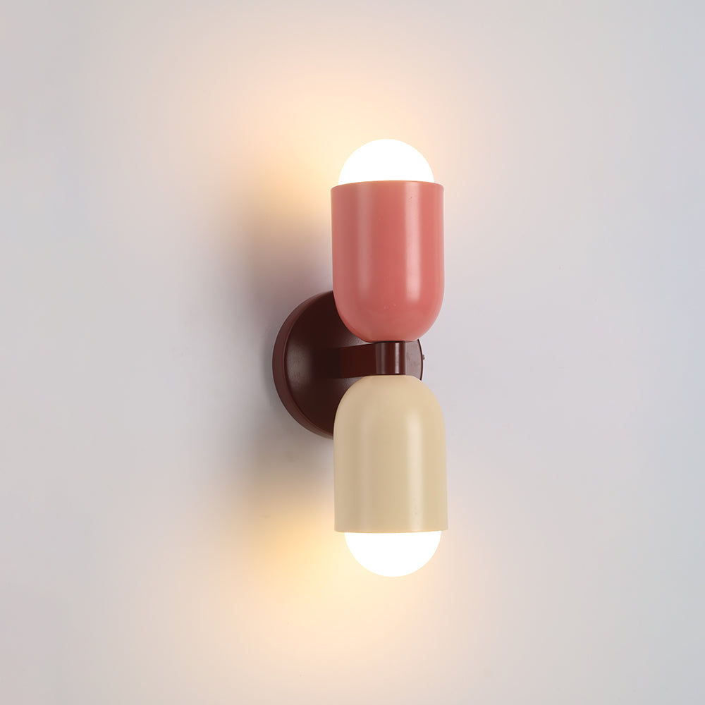 Double-Headed Wall Light, Colorful Painted Metal Shades, E26 LED Included