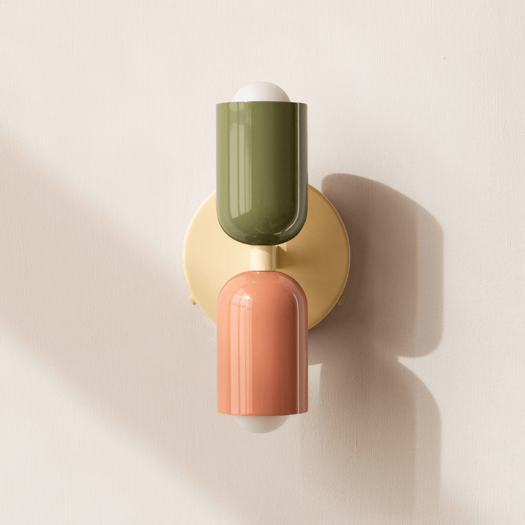 Cylinder LED væglampe, to-lyset jernarmatur, minimalistisk design