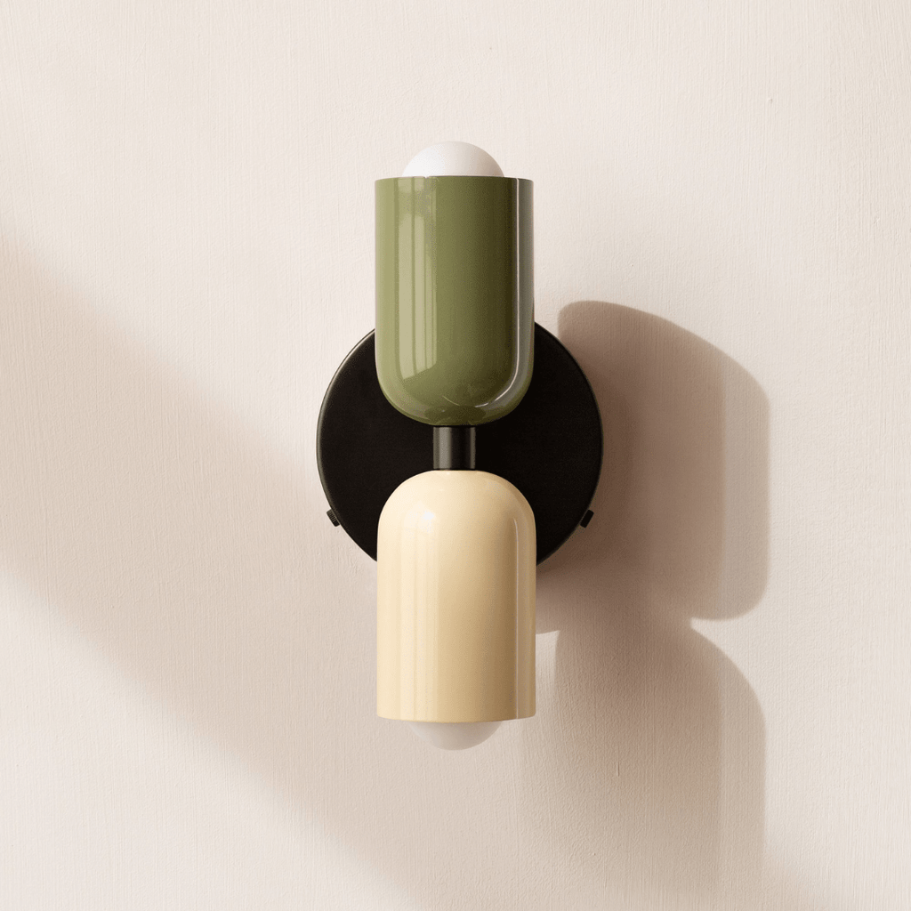 Cylinder LED væglampe, to-lyset jernarmatur, minimalistisk design