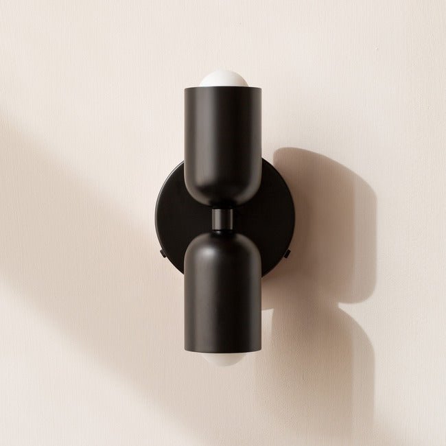Cylinder LED væglampe, to-lyset jernarmatur, minimalistisk design