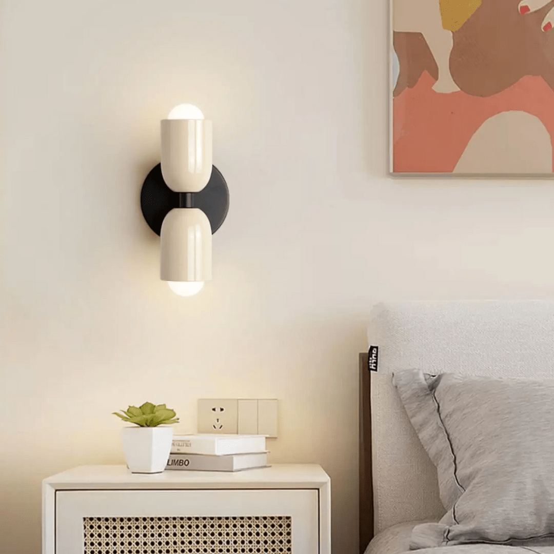 Cylinder LED væglampe, to-lyset jernarmatur, minimalistisk design