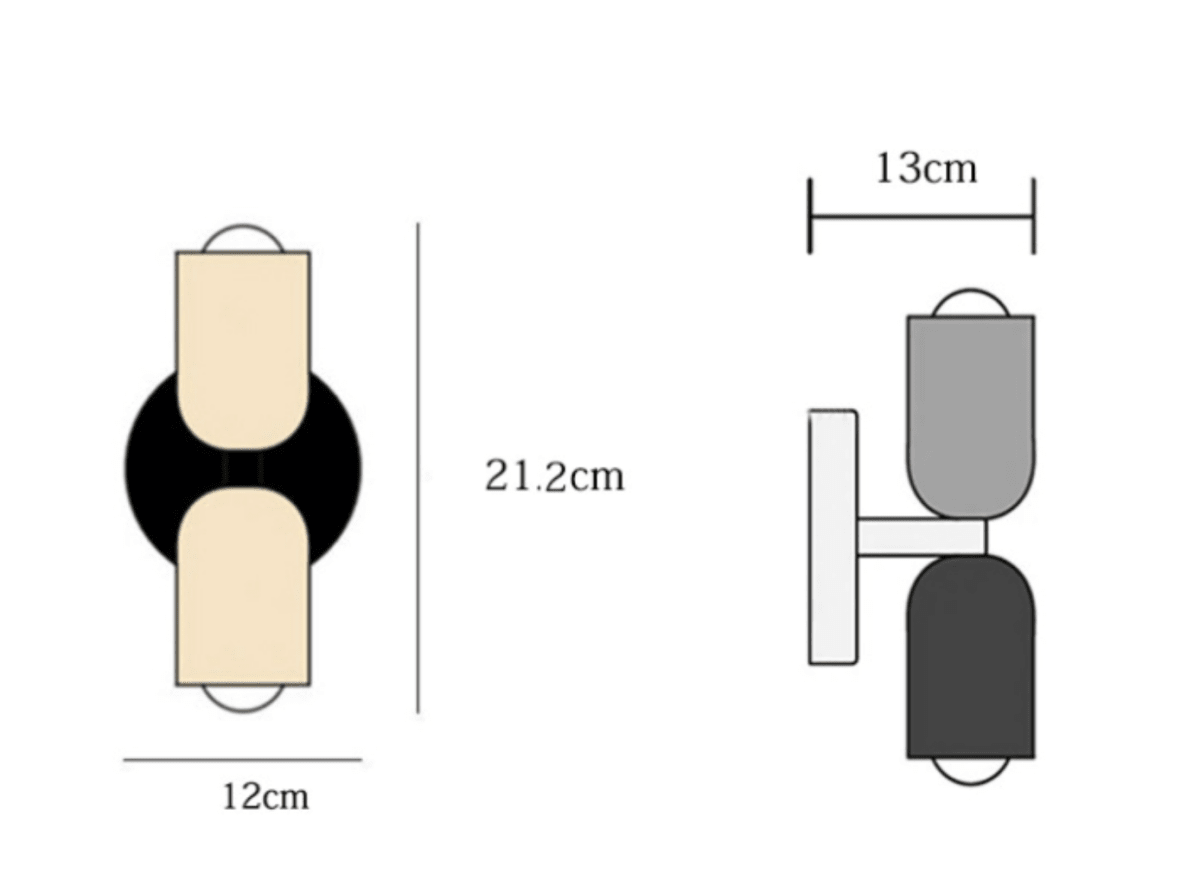 Cylinder LED væglampe, to-lyset jernarmatur, minimalistisk design