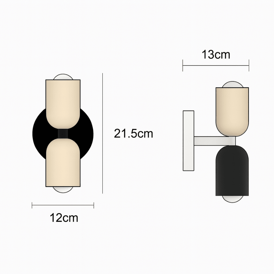 Metall sylinder vegglampe, dobbel LED med varm glød, moderne slankt design