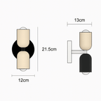 Metall sylinder vegglampe, dobbel LED med varm glød, moderne slankt design
