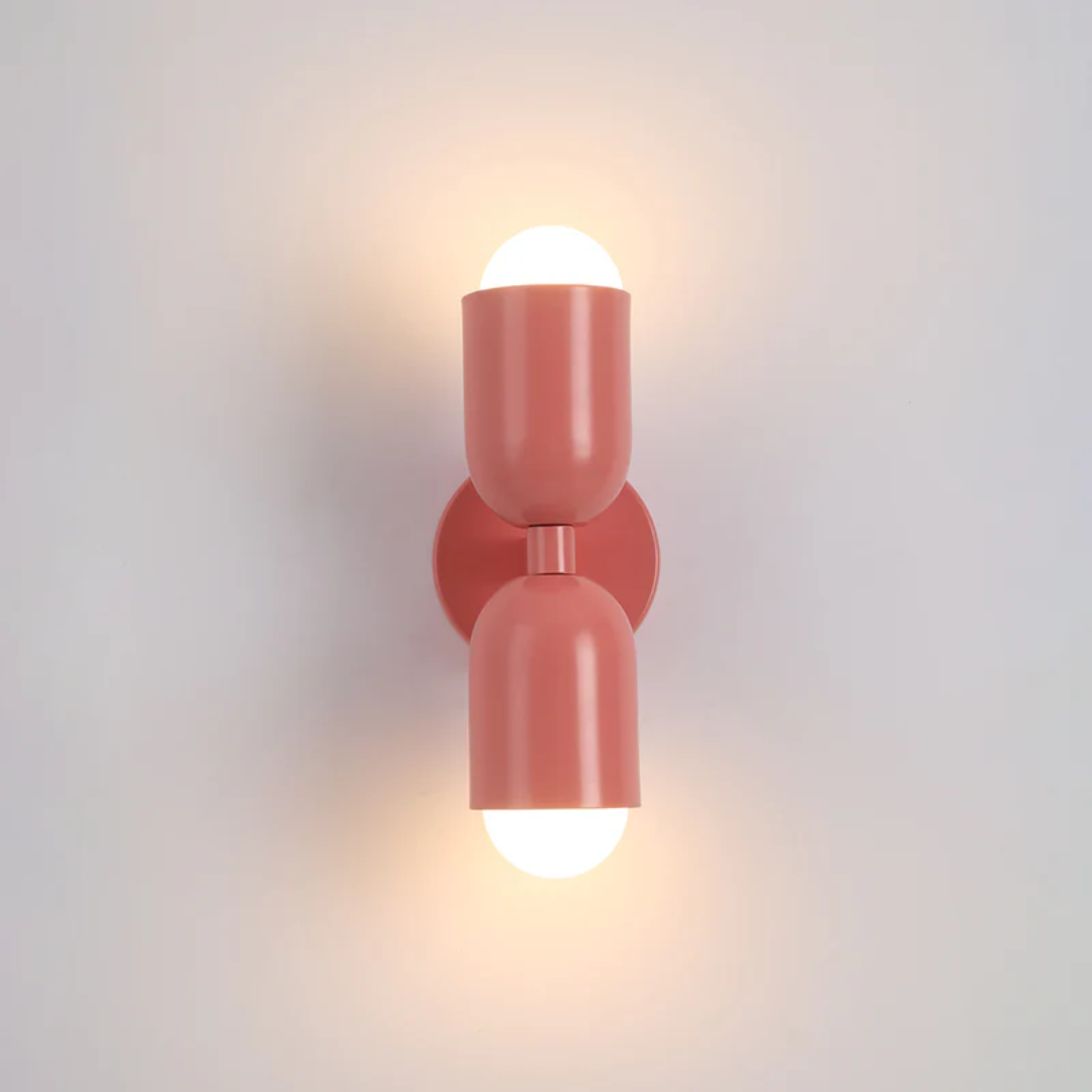 Metall sylinder vegglampe, dobbel LED med varm glød, moderne slankt design