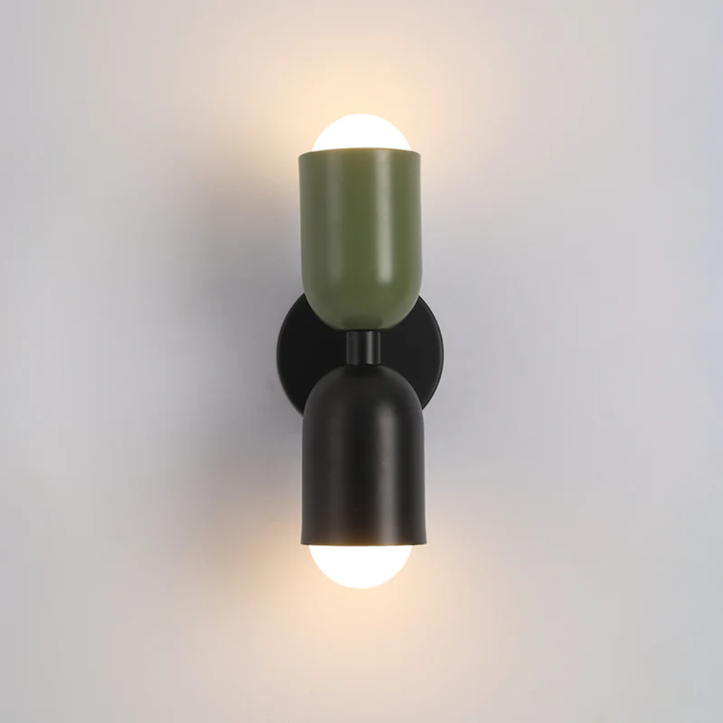 Metall sylinder vegglampe, dobbel LED med varm glød, moderne slankt design
