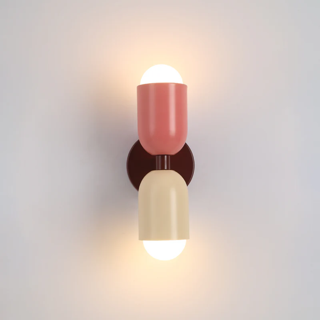 Metall sylinder vegglampe, dobbel LED med varm glød, moderne slankt design