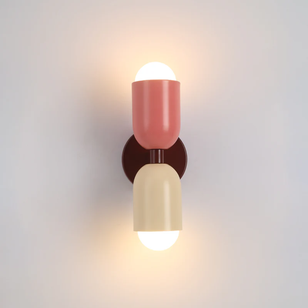 Metall sylinder vegglampe, dobbel LED med varm glød, moderne slankt design