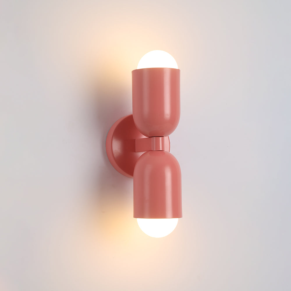 Double-Headed Wall Light, Colorful Painted Metal Shades, E26 LED Included