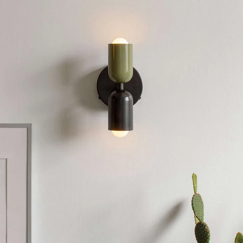 Double-Headed Wall Light, Colorful Painted Metal Shades, E26 LED Included