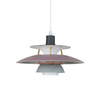 Multicolor Pendant Light With LED Glow, Tiered-Shade Retro Ceiling Lamp