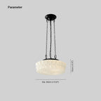 Dimension drawing for the Clérachic scalloped glass dome pendant light — Dia. 35cm (13.8″) across and 15cm (5.9″) high