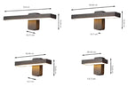 Dimension drawing showing four bar lengths from 20.32cm to 50.8cm, each 15.24cm high and 12.7cm deep