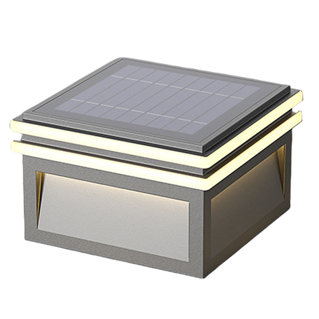Lampes piliers avec base en acier, poteau LED carré minimaliste Theodore