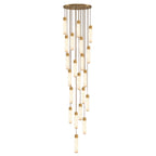 The largest brass-capped cluster of this Clérachic pendant cascades in a sweeping spiral of alabaster tubes on white.