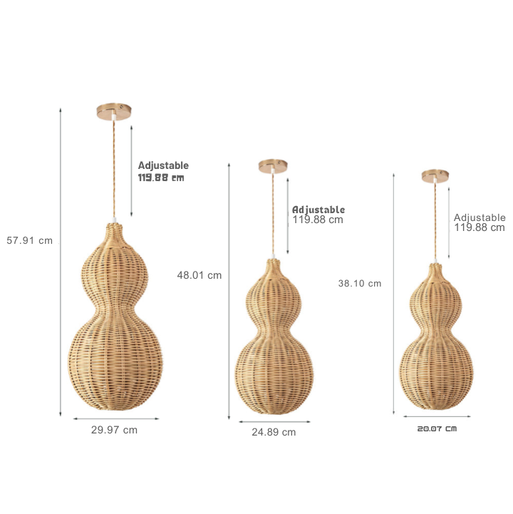 Woven Rattan Pendant Light With Gourd Silhouette, Outdoor Fixture