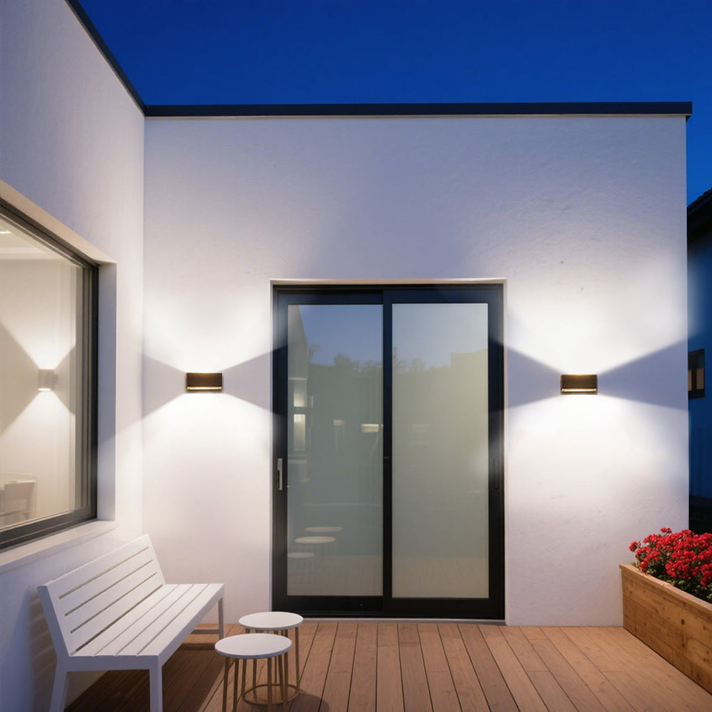Up And Down Nordic Aluminum Outdoor Wall Light With Glass Shades