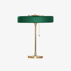 Revolve bordlampe, skærm i drejet metal, opal diffusor, jernfod, G9