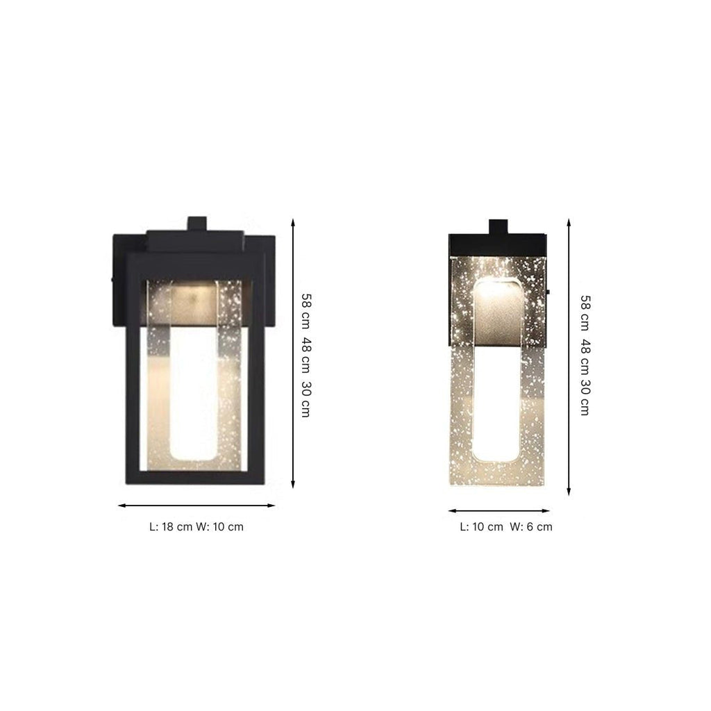 Crystal-Shade aluminium udendørs væglampe, varm hvid LED