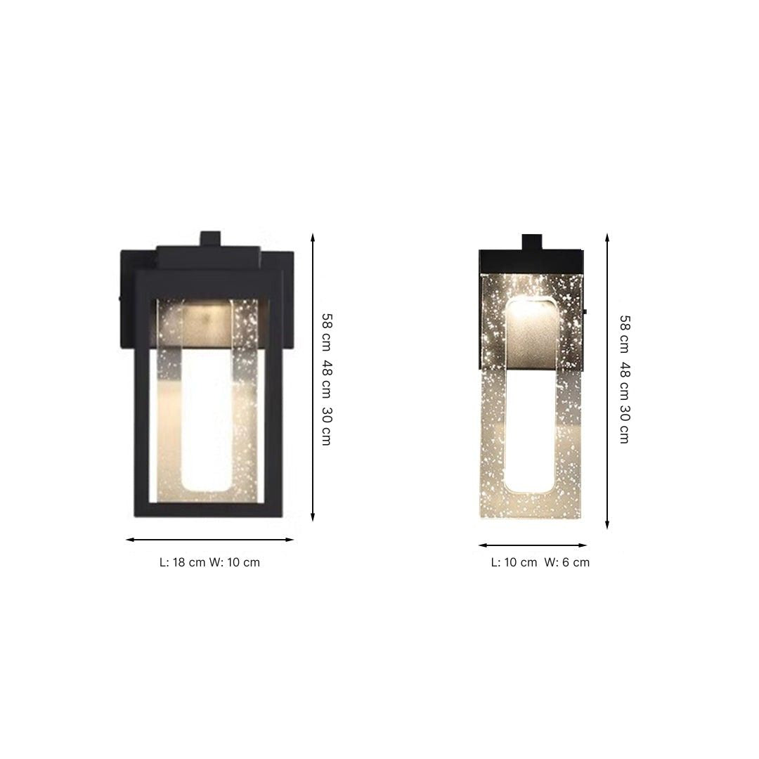 Crystal-Shade aluminium udendørs væglampe, varm hvid LED