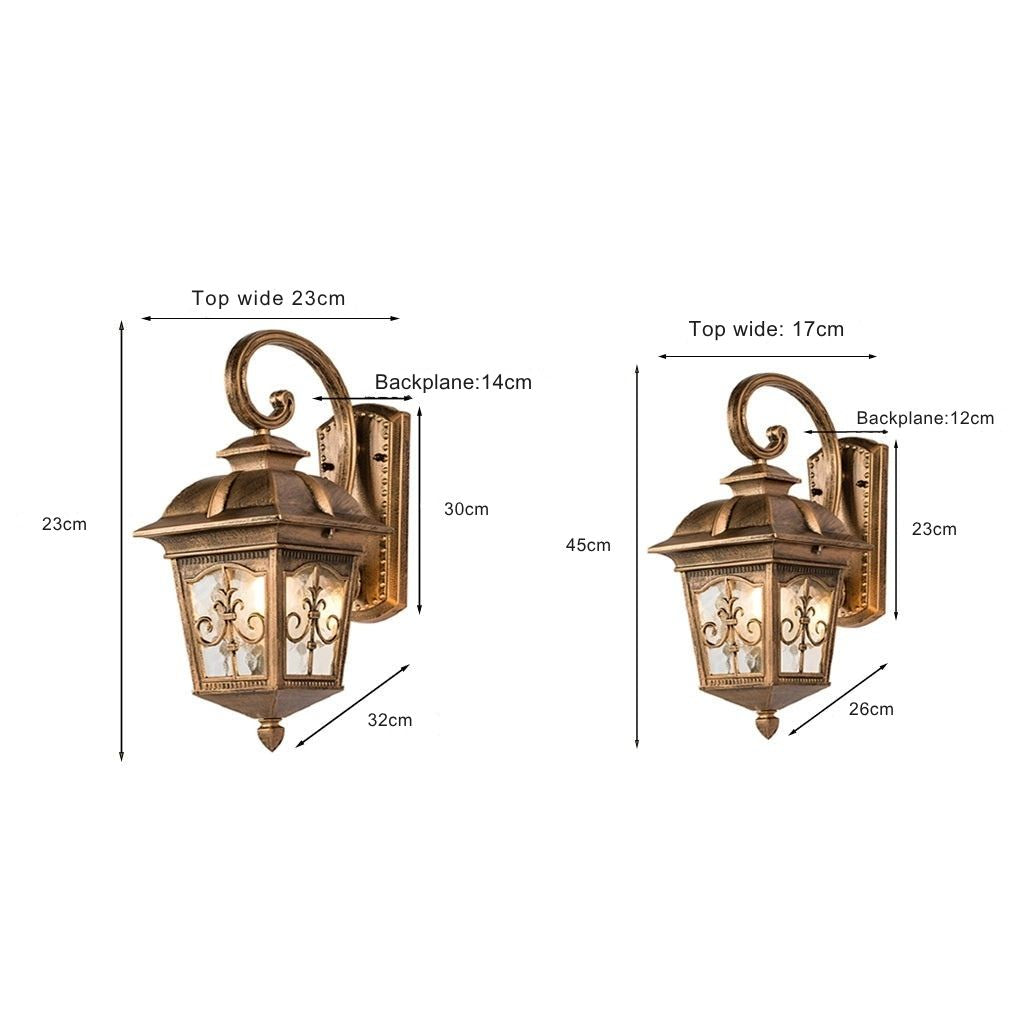 European Retro Wall Light With Glass Shade, Die-Cast Aluminum, IP65 Rated