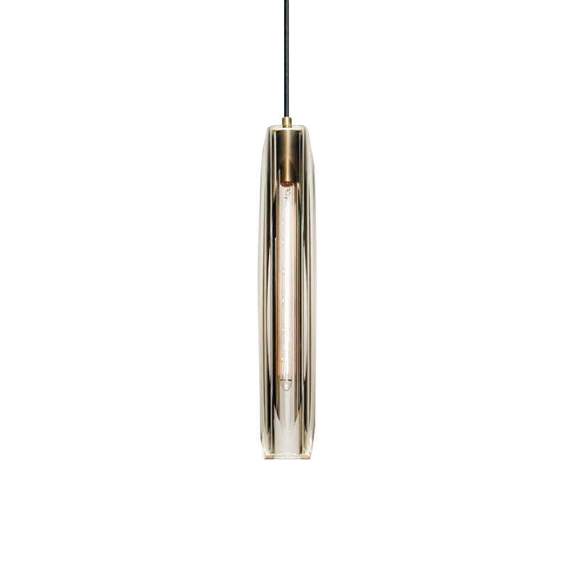 Candeeiro de Teto Pequeno com Pendente de Vidro e Estrutura em Latão, Pronto para LED