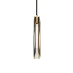 Candeeiro de Teto Pequeno com Pendente de Vidro e Estrutura em Latão, Pronto para LED