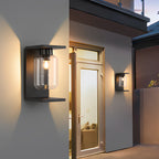 Applique murale solaire moderne pour l'extérieur, applique Serenay en acier inoxydable et verre