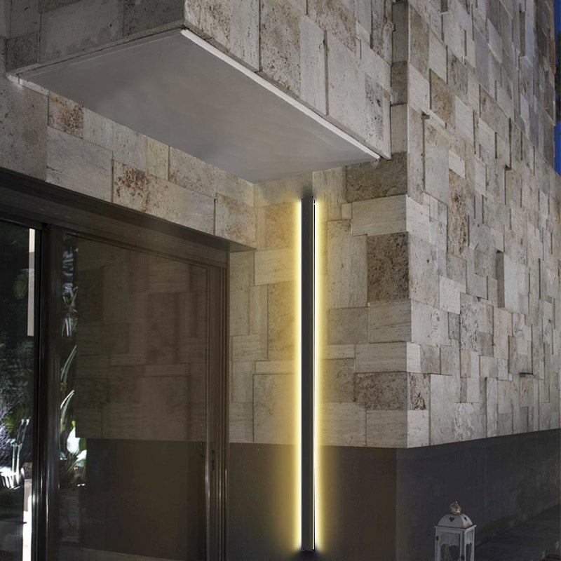 Linear LED Porch Sconce, Teres Black Iron Outdoor Wall Light
