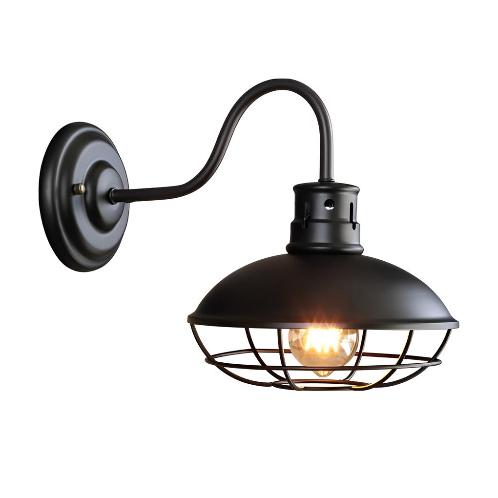 Fan-Shaped Iron Outdoor Wall Light, Industrial LED Sconce