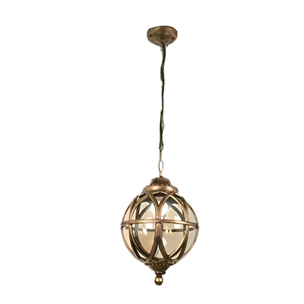 Adjustable Chain Outdoor Pendant Light With Heat-Resistant Glass Shade