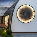 Applique murale rebelle en forme de croissant de lune, finition extérieure aluminium effet béton  
