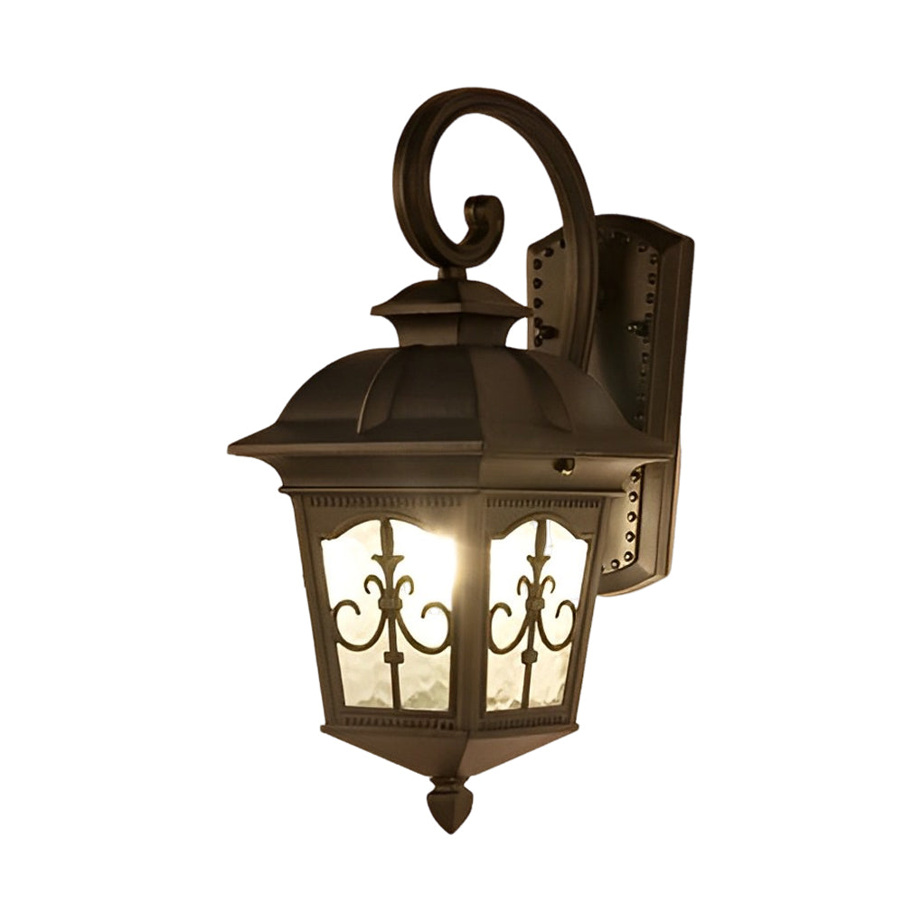 European Retro Wall Light With Glass Shade, Die-Cast Aluminum, IP65 Rated