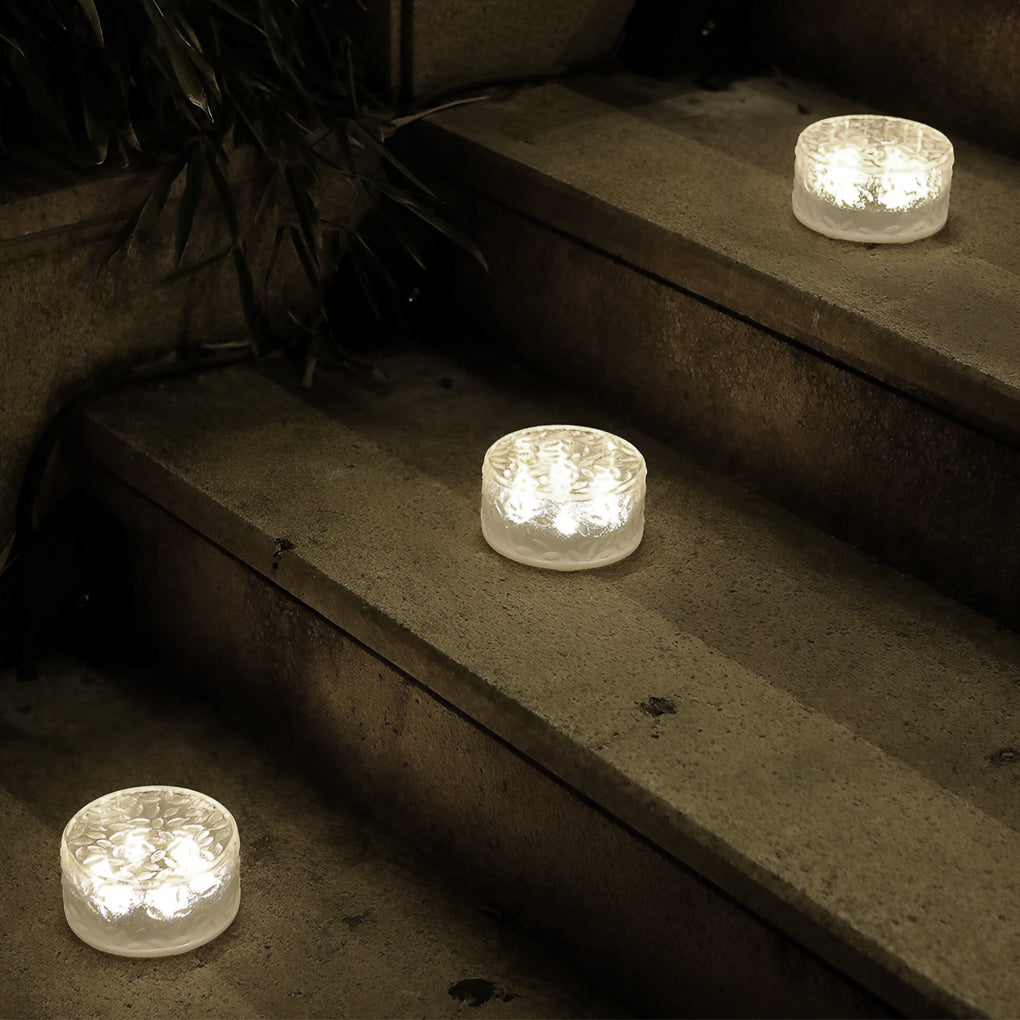 Solar LED Ice Brick Step Lights, Set of 4 Acrylic Garden Lights