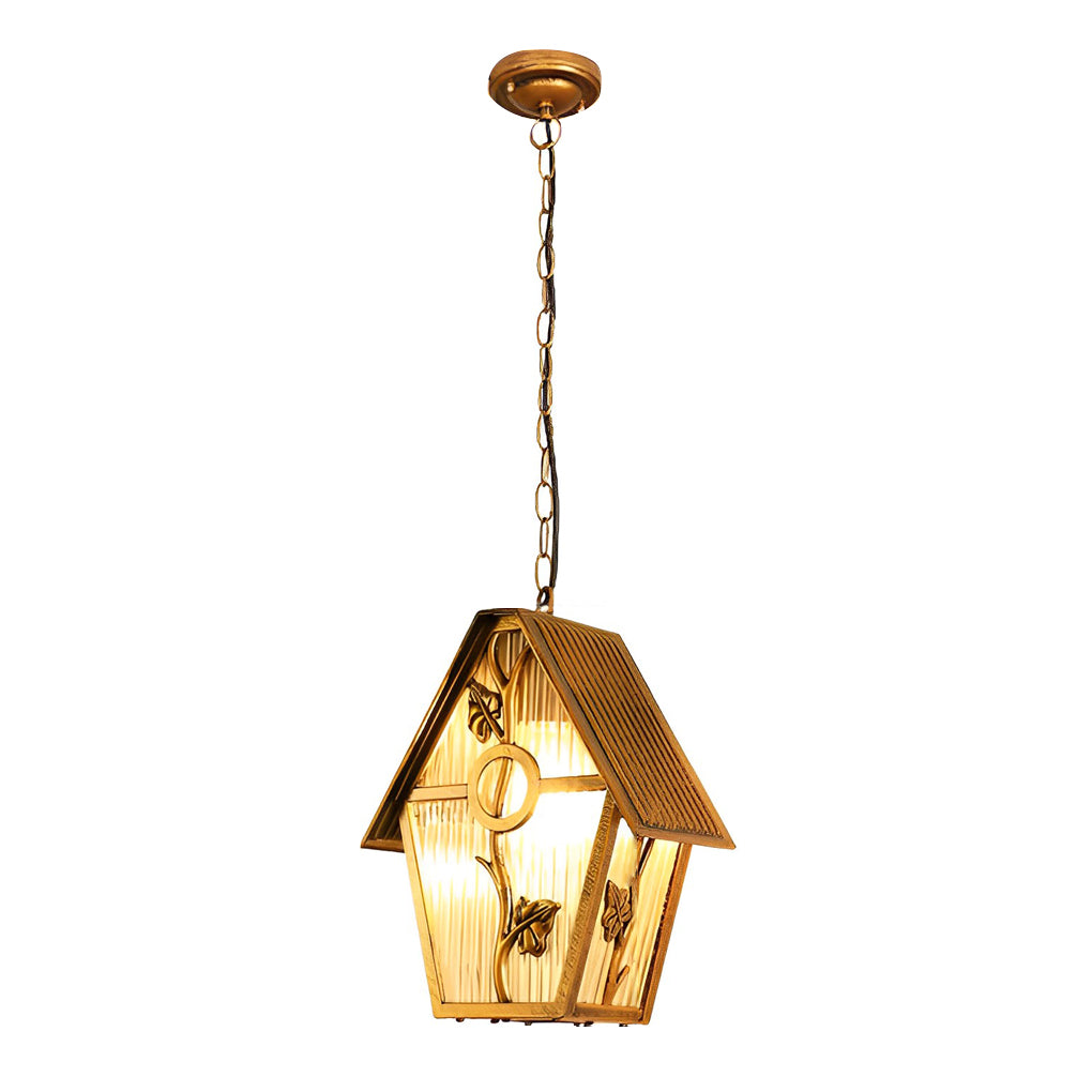 Bronze Die-Cast Aluminum Outdoor Chandelier With Glass Shade