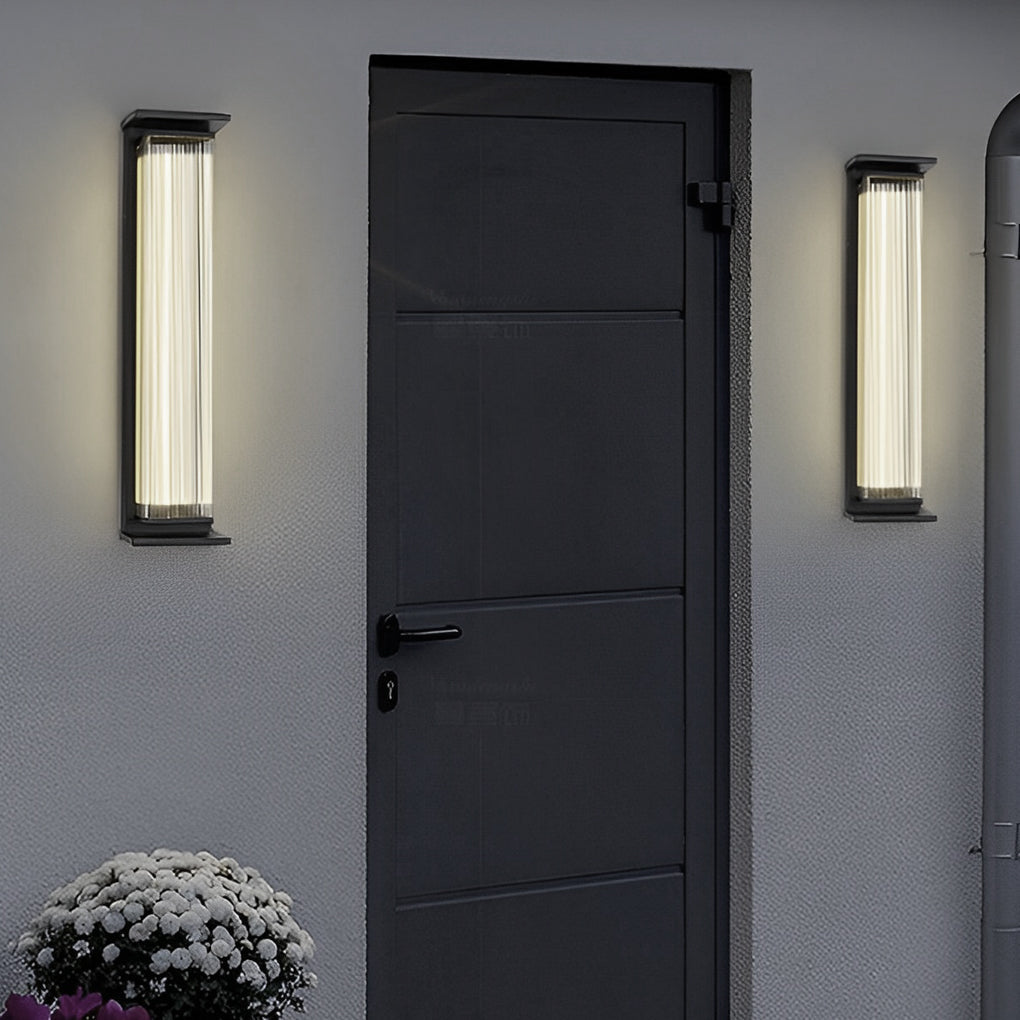 Quenna Modern LED Strip Outdoor Wall Light, Black Stainless Steel Design