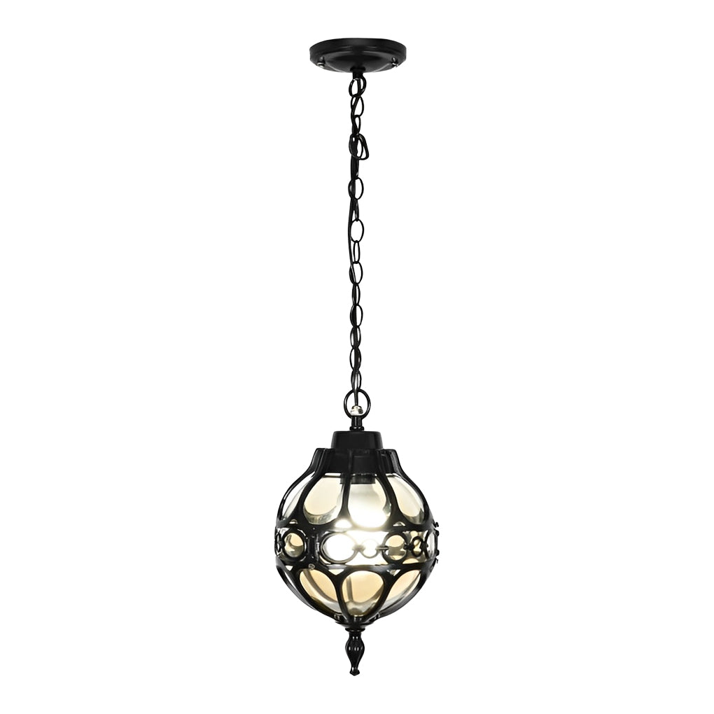 Outdoor Chandelier With Retro Ball Shades, Aluminum And Glass Build