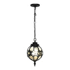 Outdoor Chandelier With Retro Ball Shades, Aluminum And Glass Build