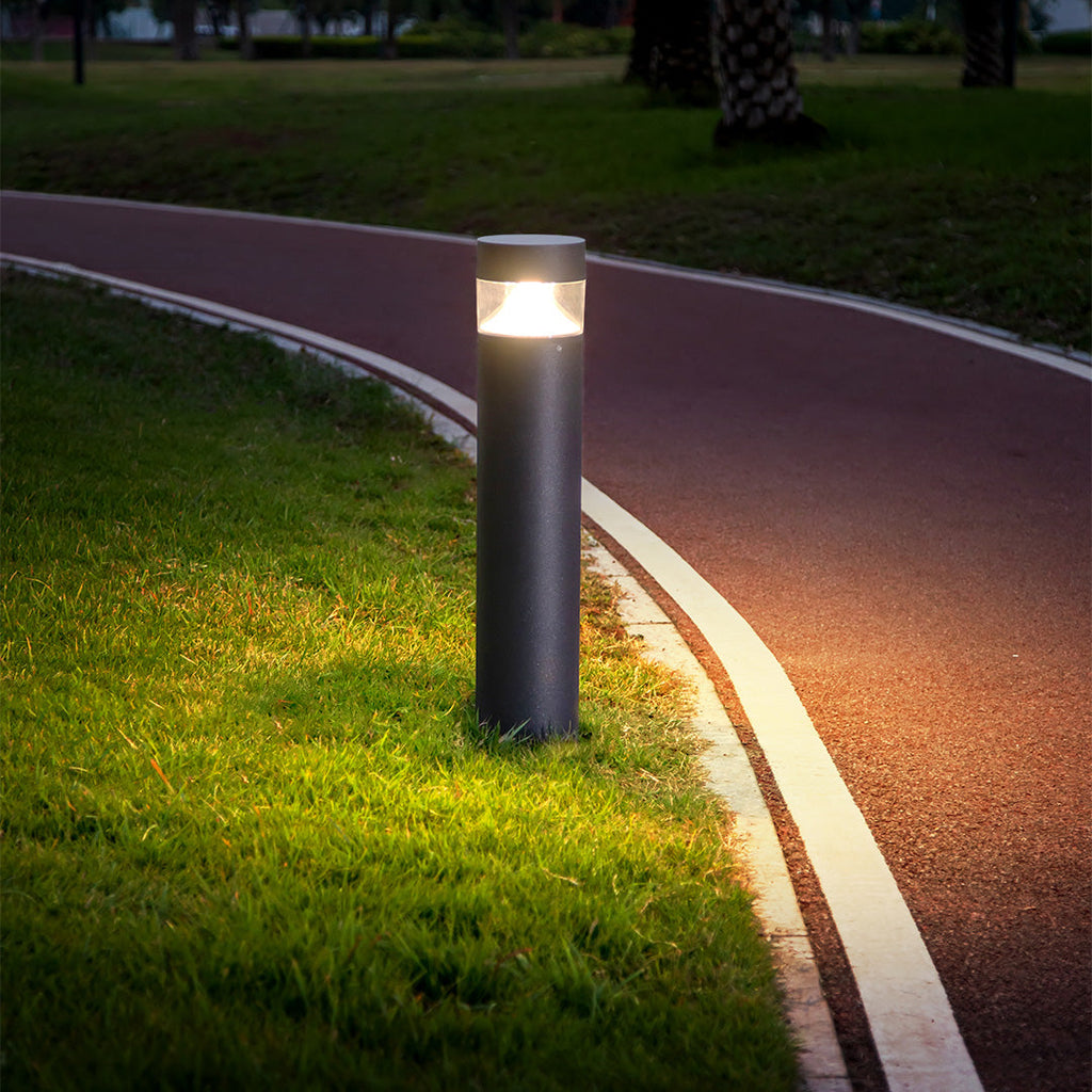 Nordic Outdoor Bollard Light, Round or Flat Top Aluminum Post Lamp