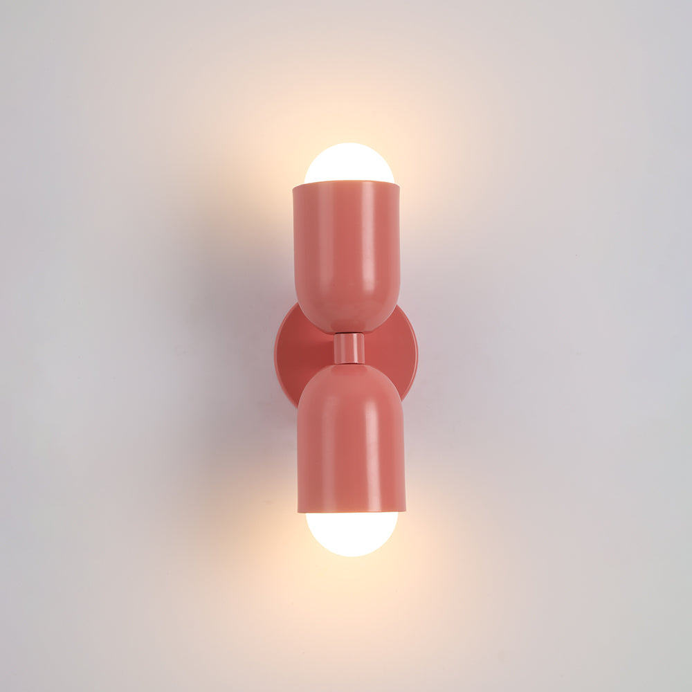Double-Headed Wall Light, Colorful Painted Metal Shades, E26 LED Included