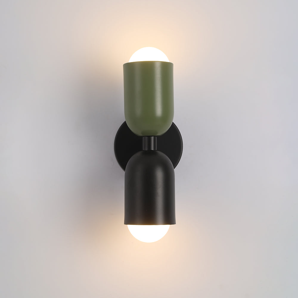 Double-Headed Wall Light, Colorful Painted Metal Shades, E26 LED Included