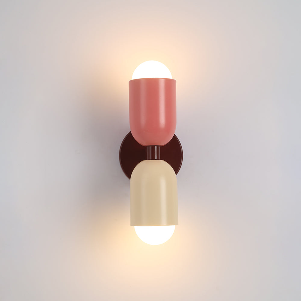 Double-Headed Wall Light, Colorful Painted Metal Shades, E26 LED Included