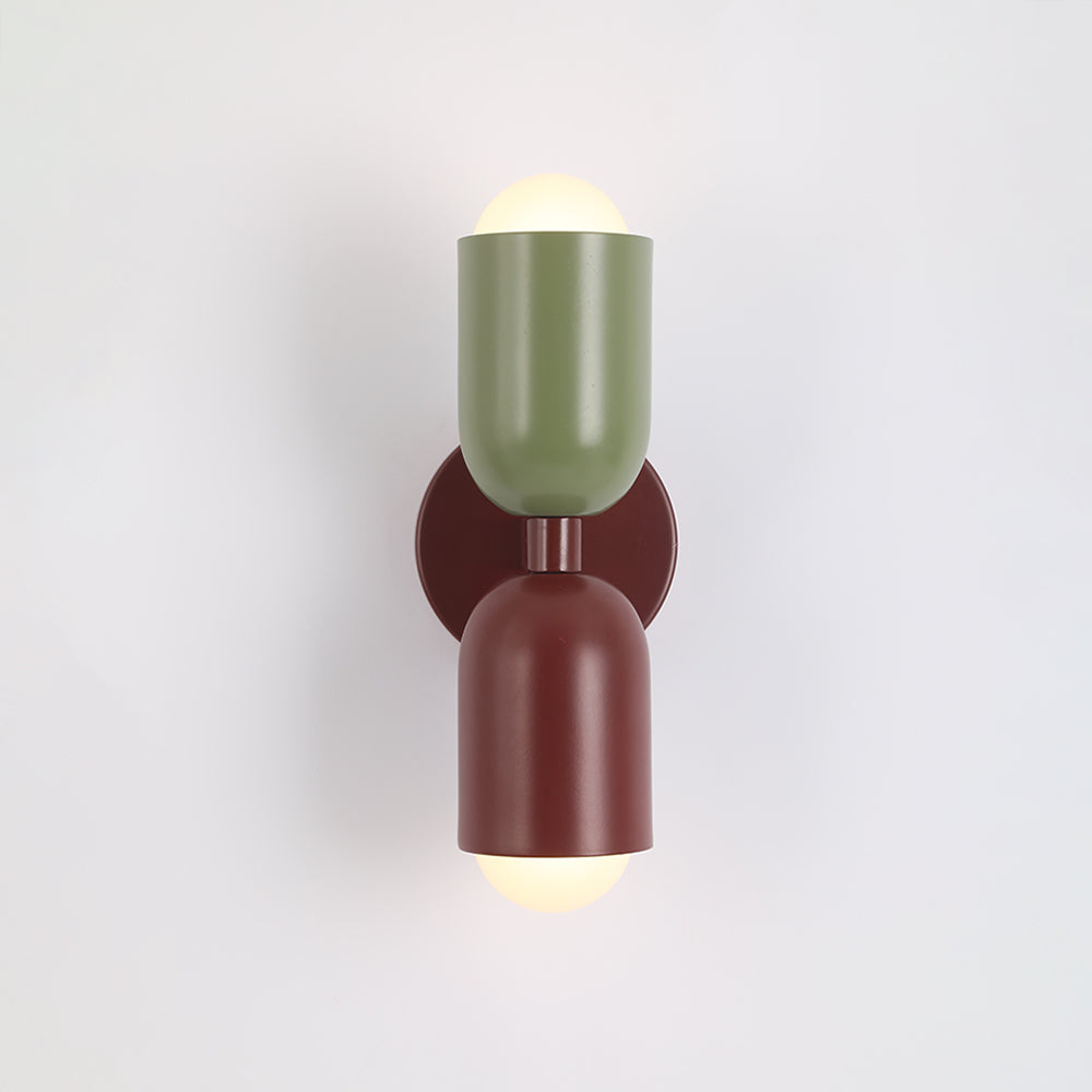 Double-Headed Wall Light, Colorful Painted Metal Shades, E26 LED Included