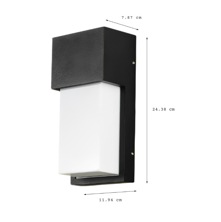 Rectangular Aluminum Wall Light for Outdoor Use, 10W LED, IP54 Rated
