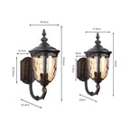 Champagne Glass Outdoor Wall Light With Black Die-Cast Aluminum Frame