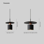 Clérachic size drawing of the black drum pendant: 20, 30, or 35 cm disc, 25 cm fixture height.